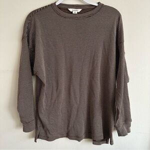 Oversized brown and cream striped shirt